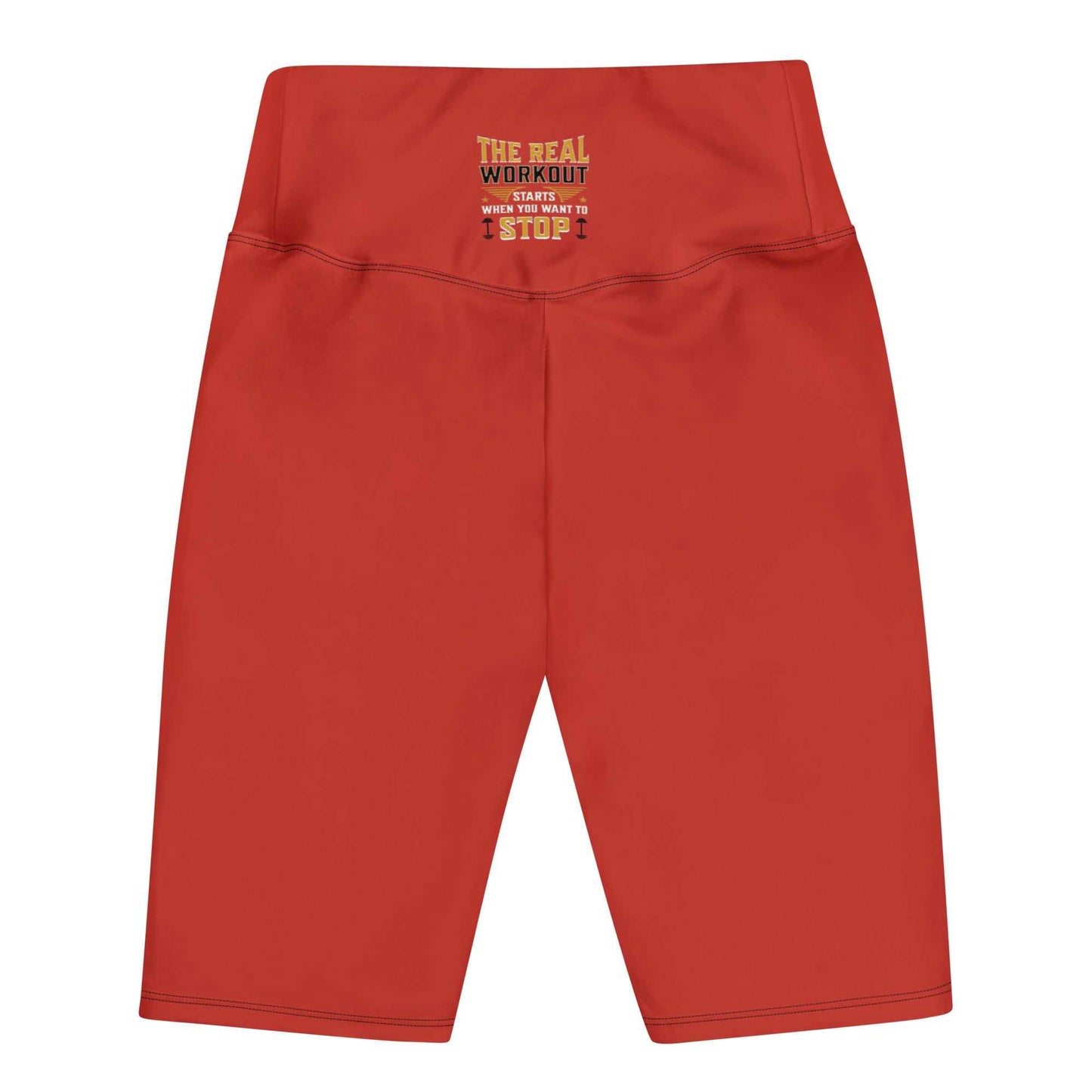 High-waisted biker shorts with double-layer waistband and pocket, flattering fit for all body types