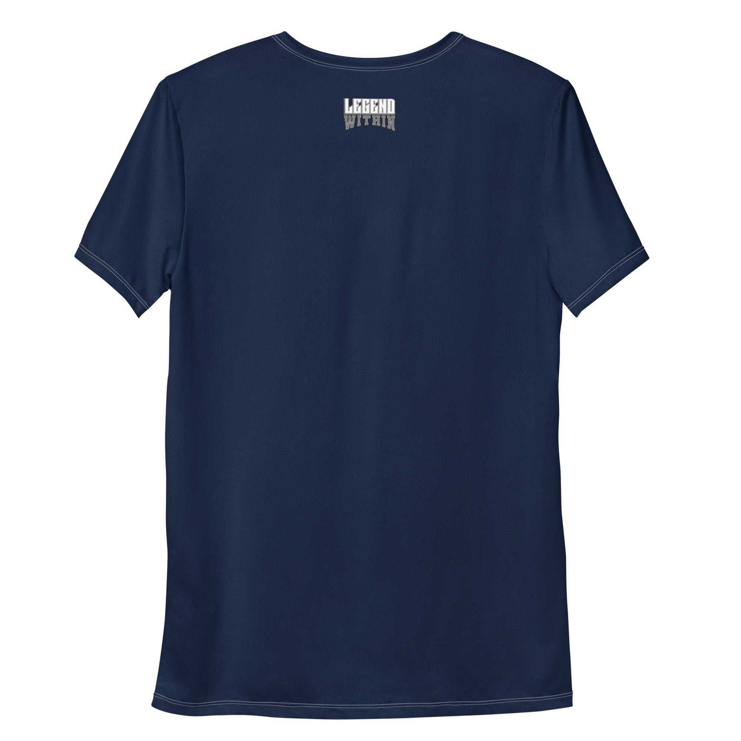 LegendWithin Men's Athletic T-Shirt in navy blue with moisture-wicking, four-way stretch fabric and UPF 50+ protection.