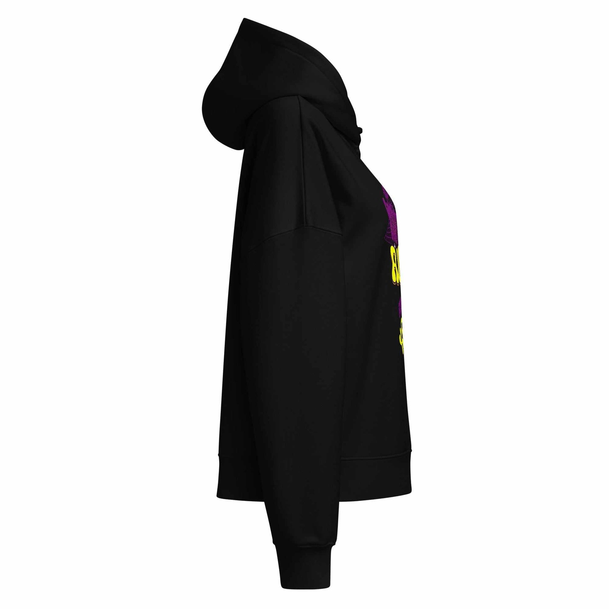 SOAURA Women’s organic mid-weight black hoodie with dropped shoulders and double-layered hood