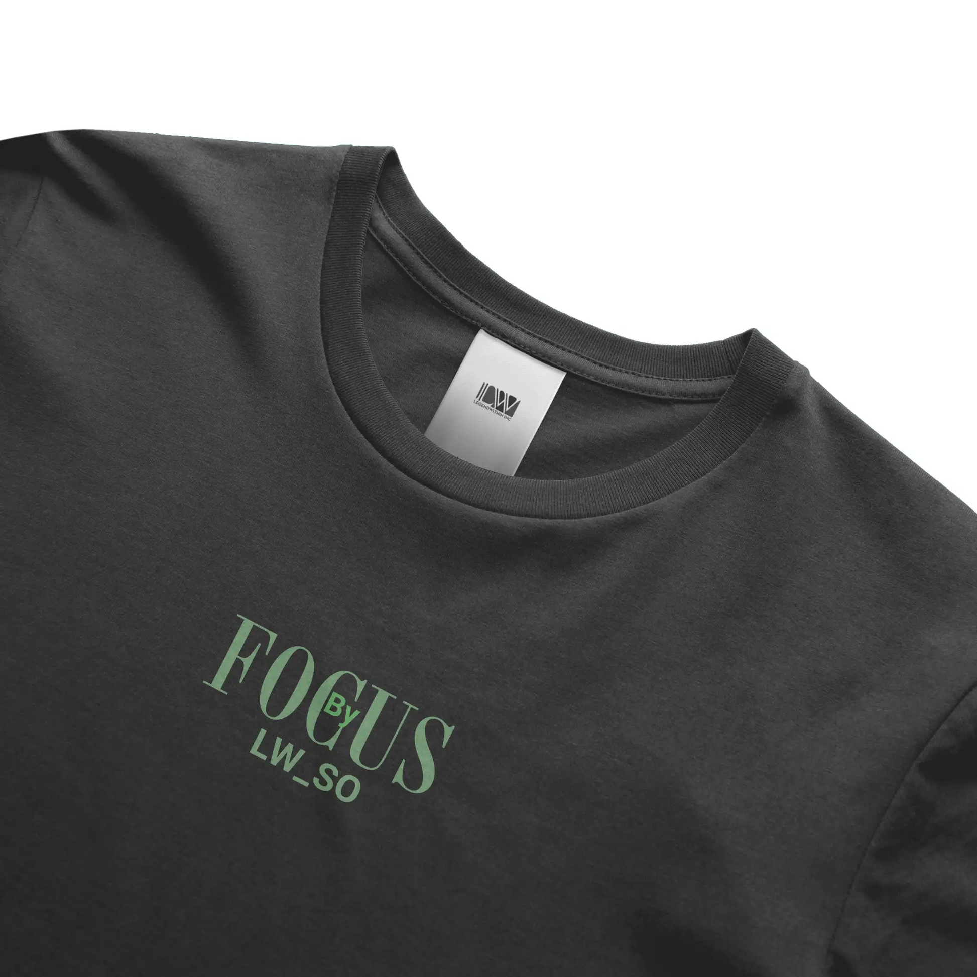 Focus by LWSO Epic T-Shirt black unisex tee with green logo, soft durable USA cotton, modern fit