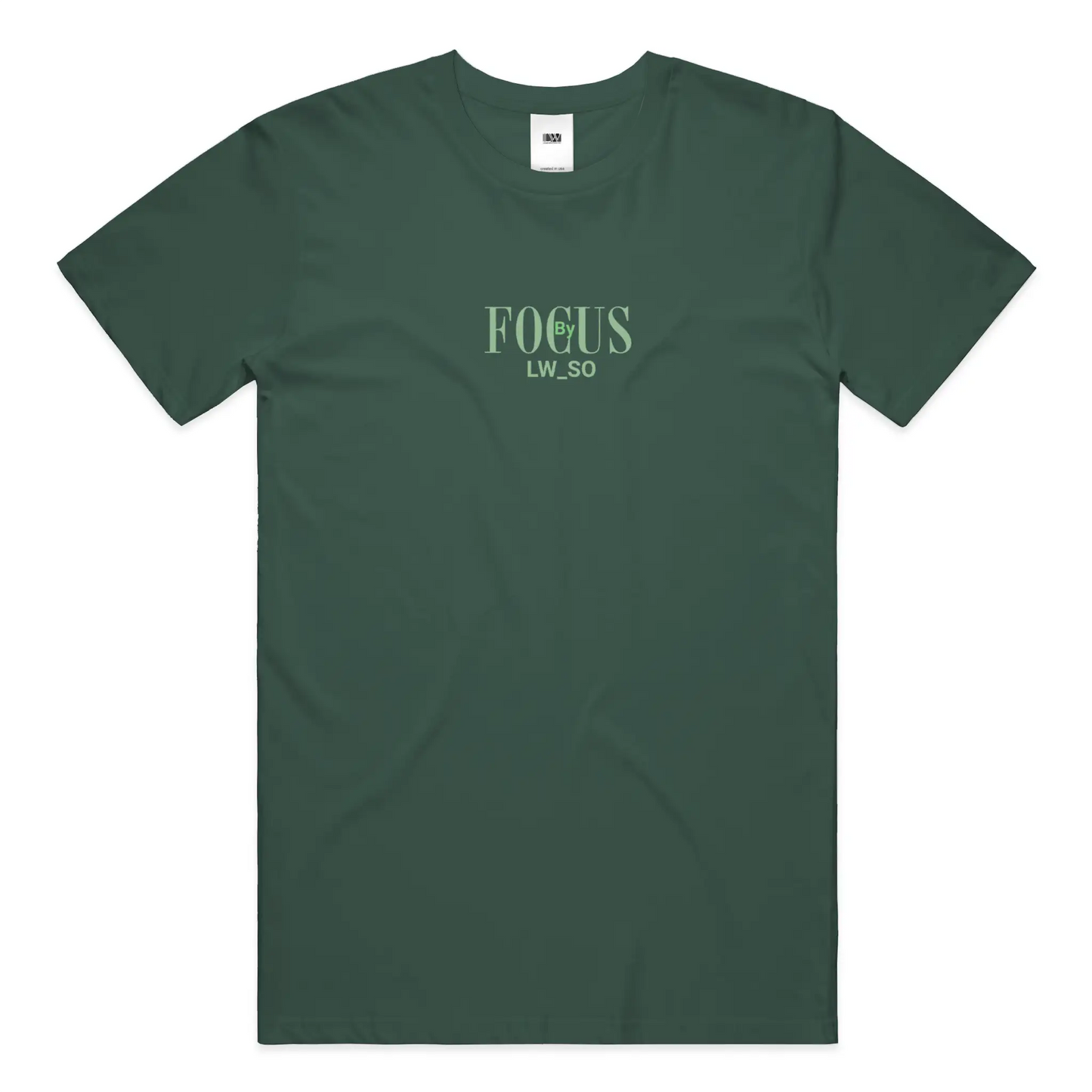 Dark green unisex Focus by LWSO Epic T-Shirt with sustainable USA cotton and comfortable rib collar design