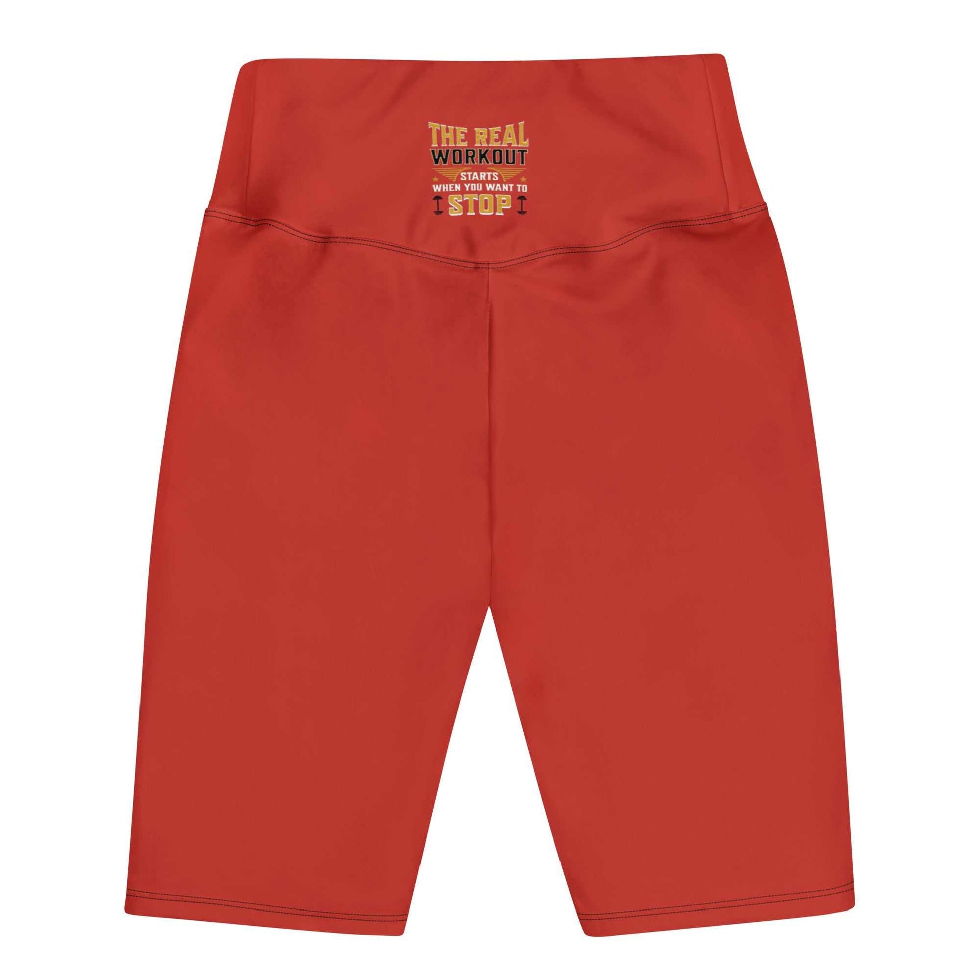 High-waisted biker shorts with double-layer waistband and pocket, flattering fit for all body types