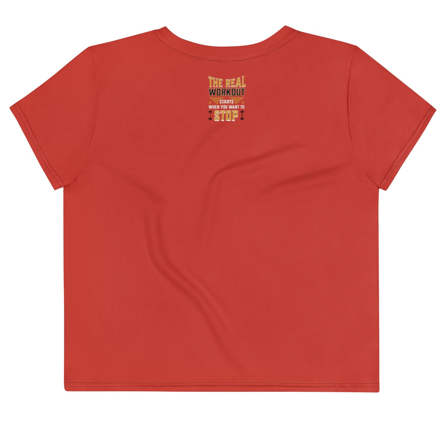 SoOptimisticAura Crop Tee red regular fit crop top with motivational text print on back