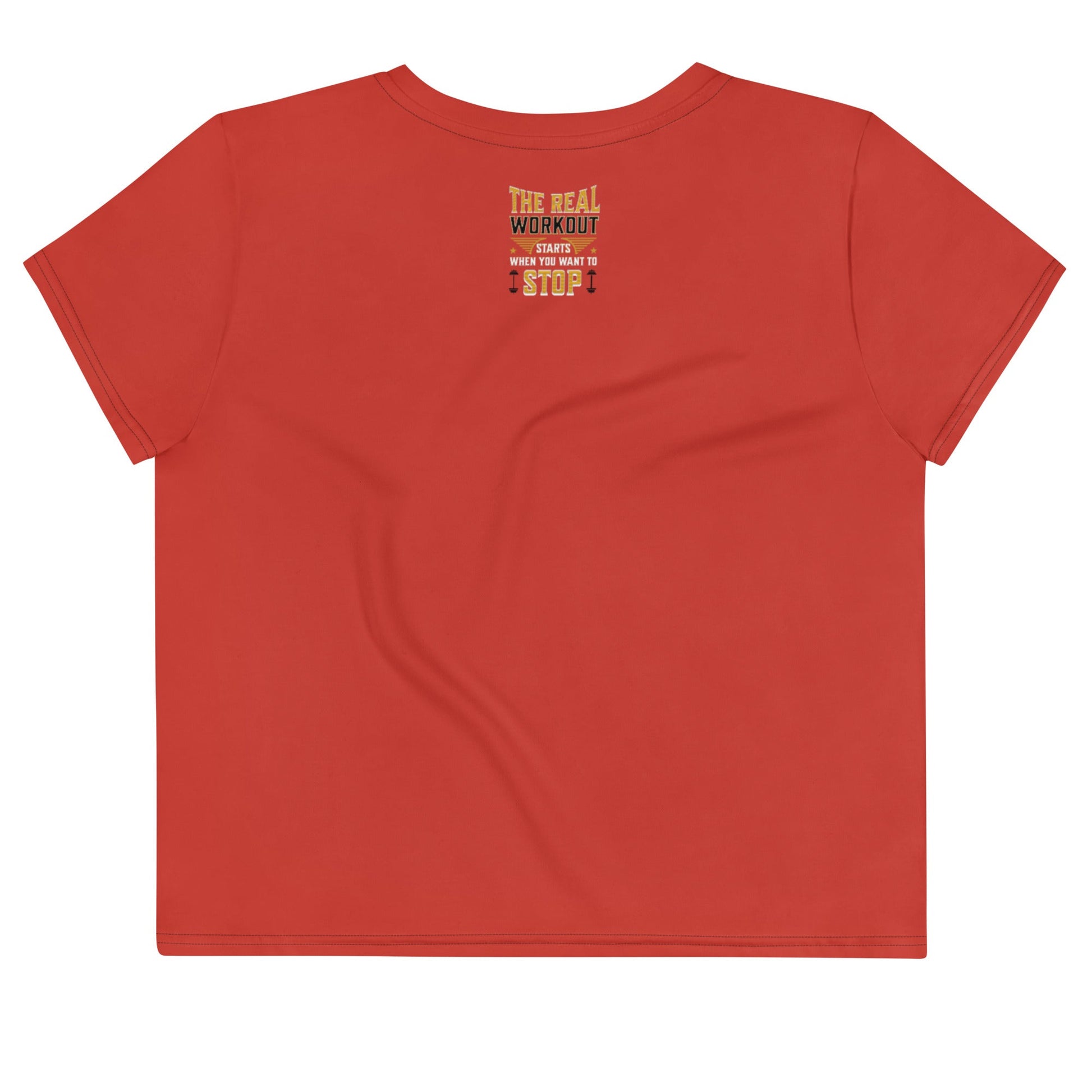 SoOptimisticAura Crop Tee red regular fit crop top with motivational text print on back