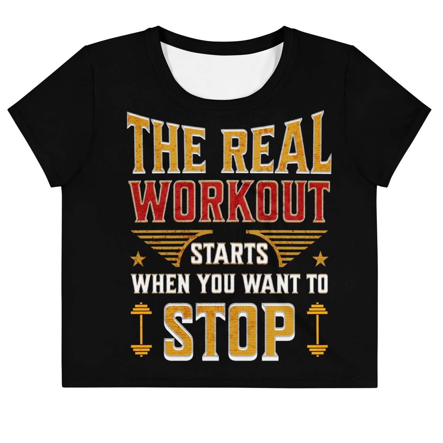 SoOptimistic Crop Tee black workout crop top with motivational text design