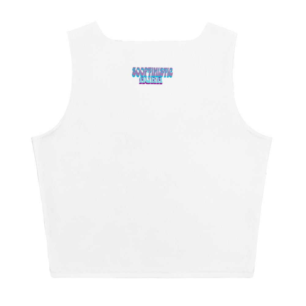 White SoOptimisticAura Crop Top with body-hugging fit and four-way stretch fabric