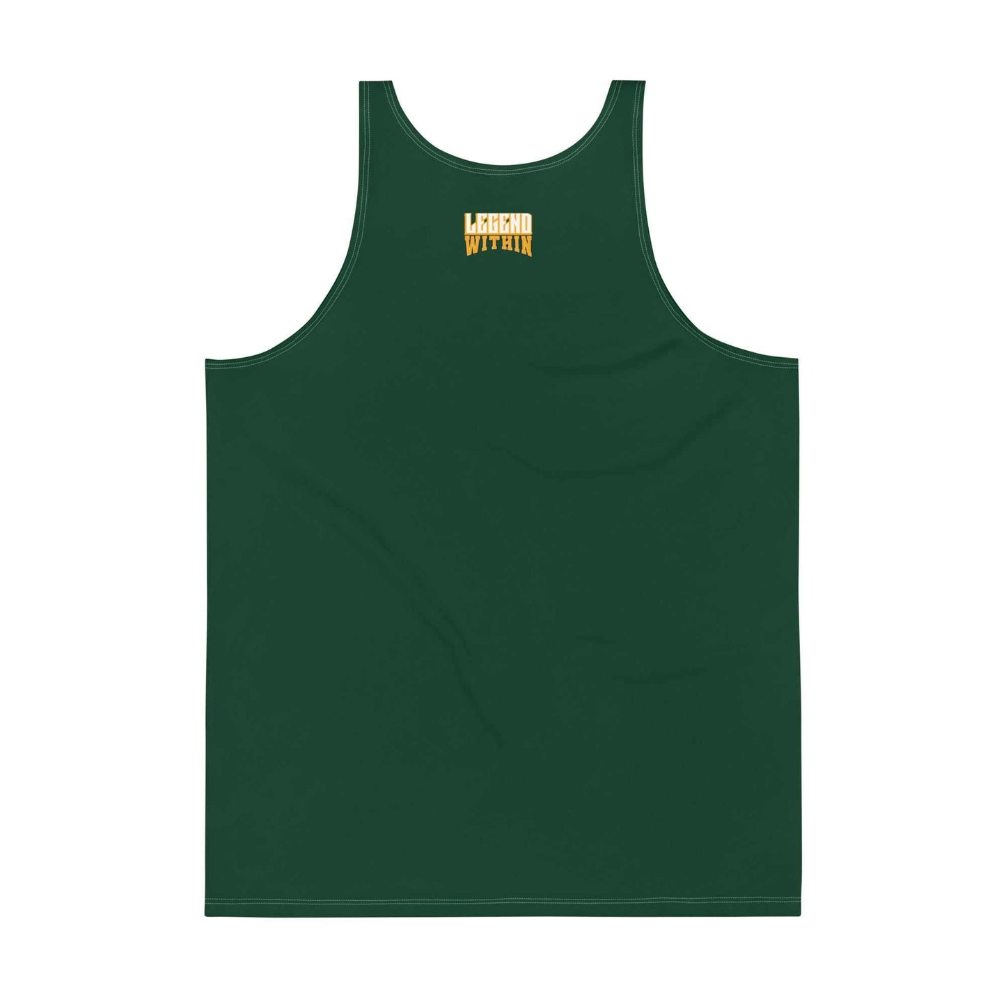 LegendWithin Tank Top in dark green with vibrant logo, soft mid-weight jersey and relaxed fit
