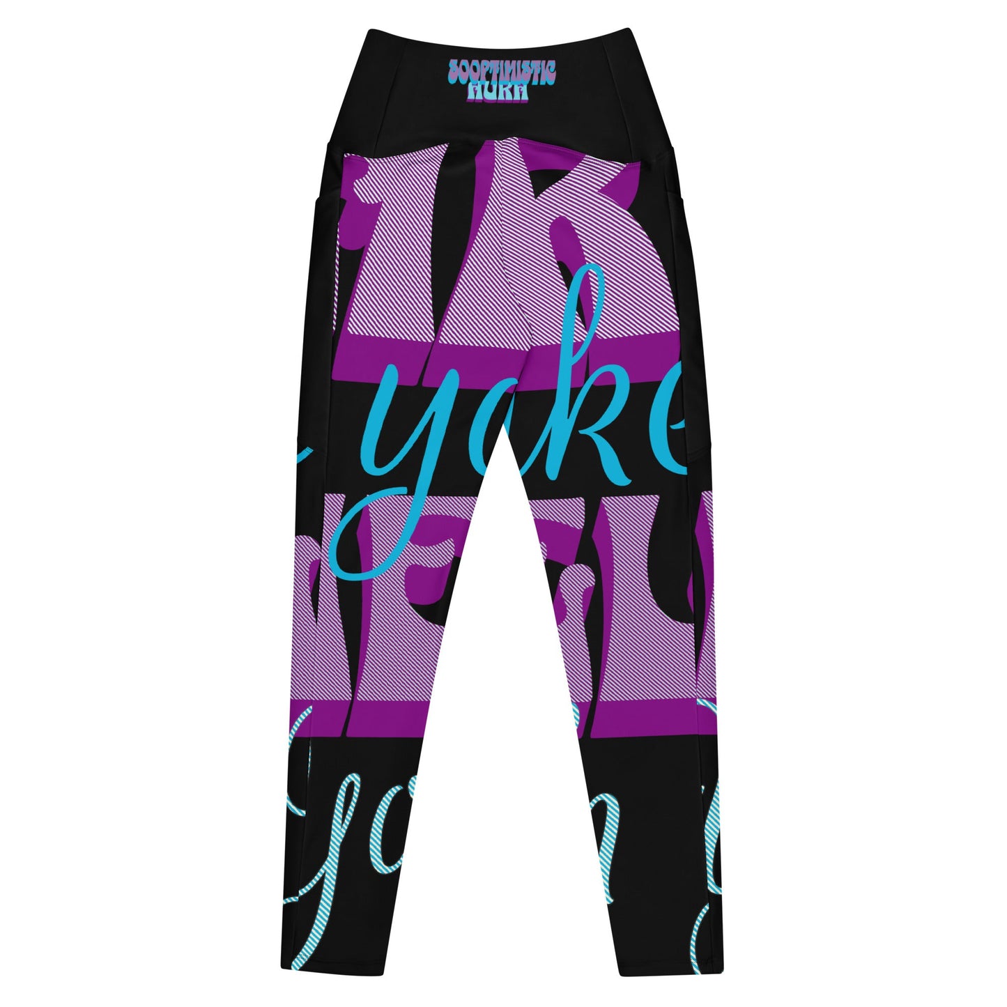 SoOptimisticAura Leggings high-waisted pocket leggings with purple and blue abstract design tight fit