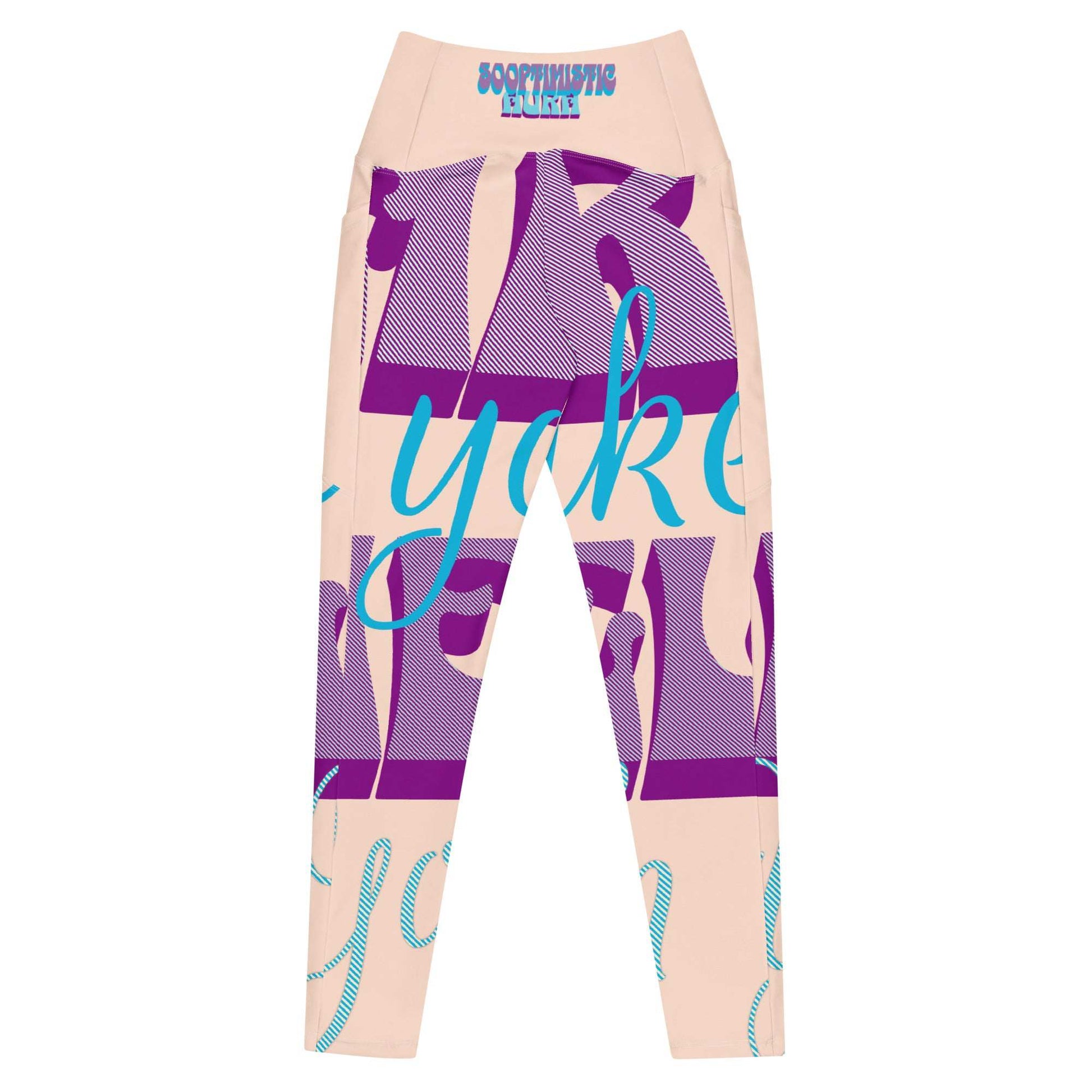 SoOptimisticAura Leggings with high waist, side pockets, and colorful abstract print design