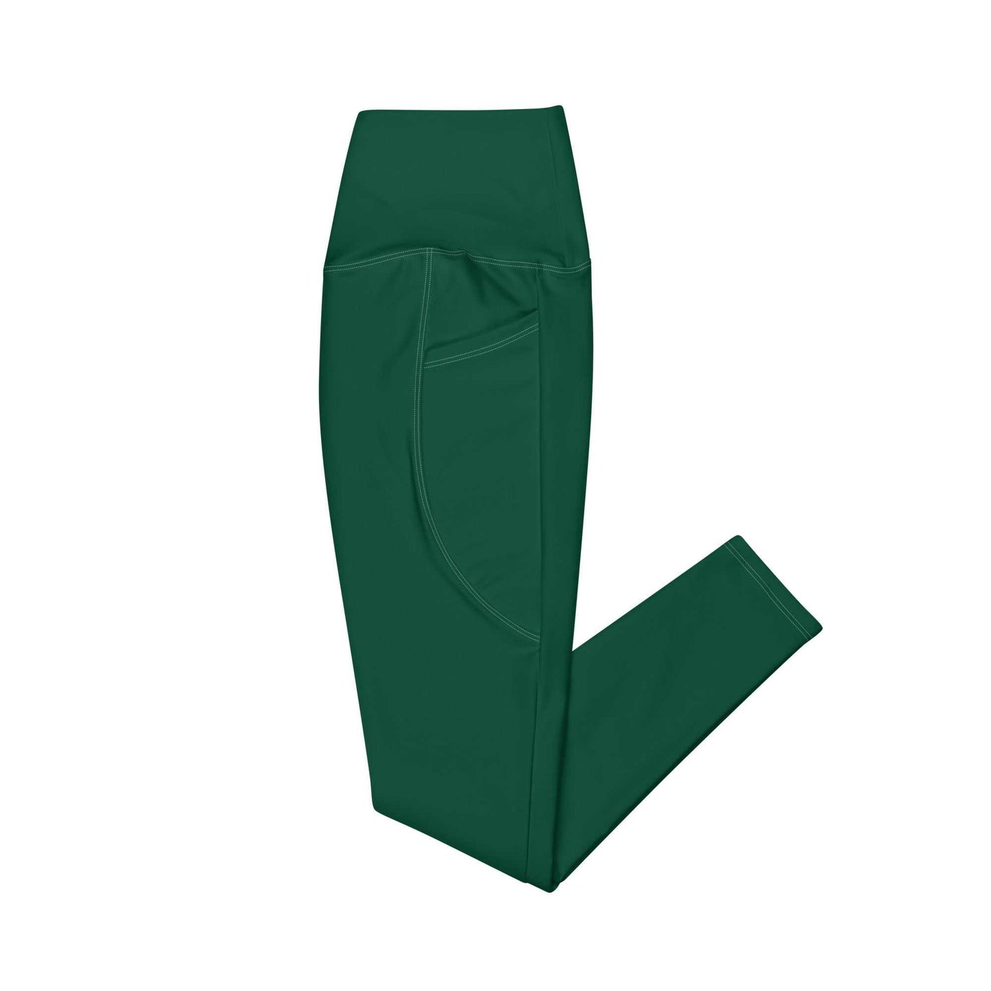 Dark green high-waisted SOAura leggings with side pockets and a tight, stretchy fit