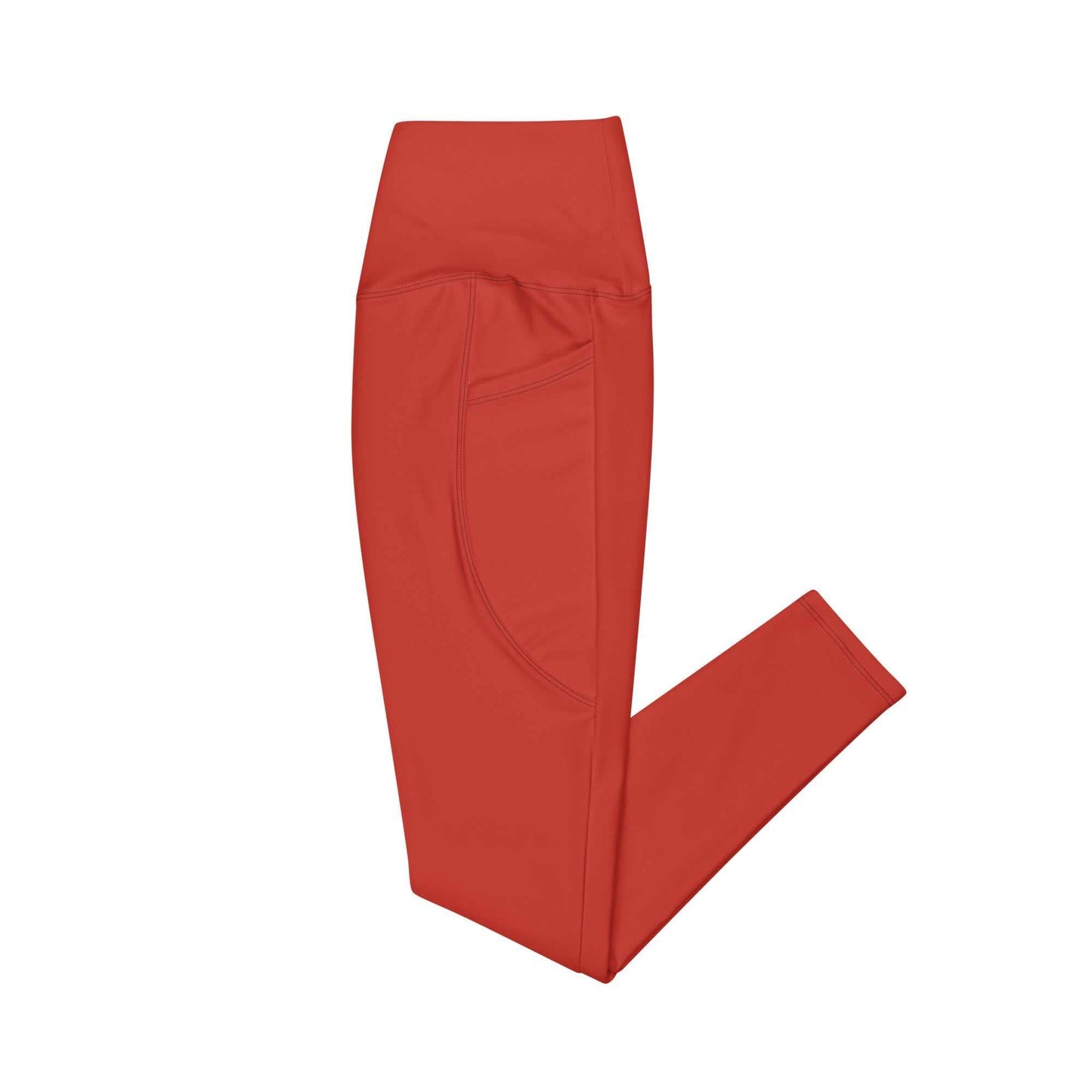 SoOptimisticAura high-waisted red leggings with pockets and semi-compression fit