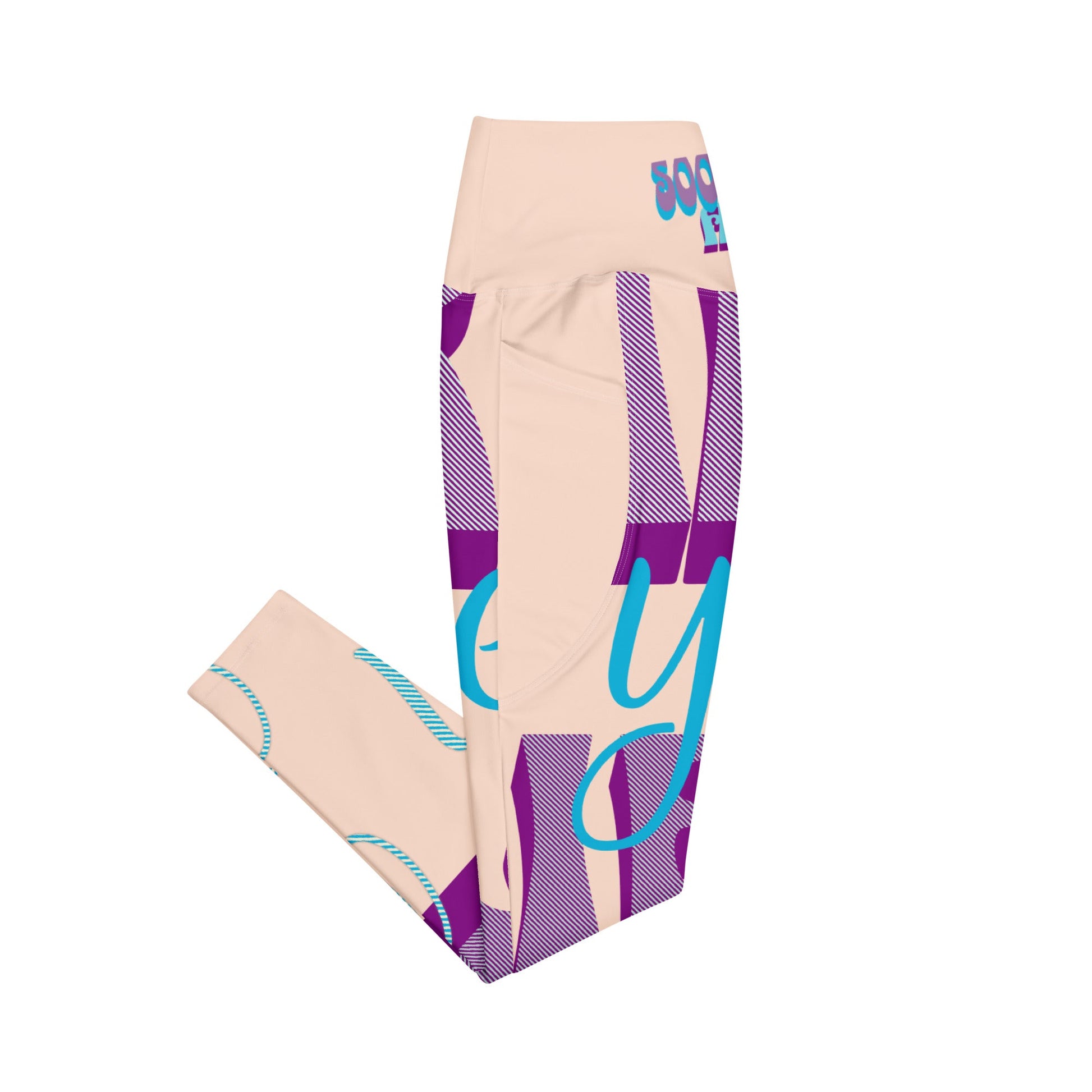 SoOptimisticAura Leggings high-waisted pocket leggings with purple and blue graphic design