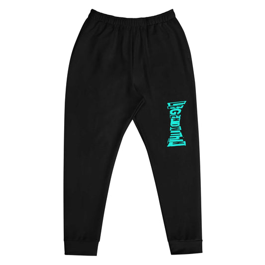 LegendWithin Men's Joggers black slim fit with elastic waistband and teal logo print