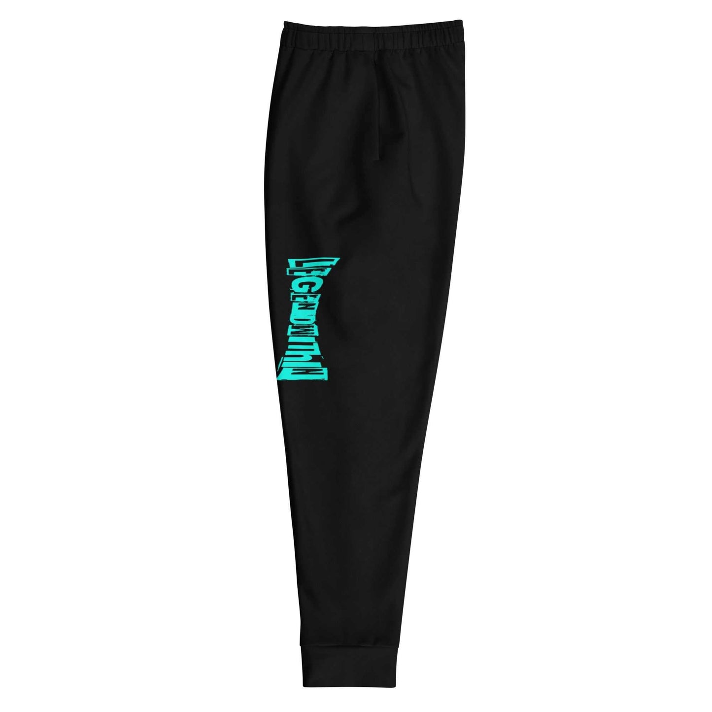 Black LegendWithin men's joggers with elastic waistband and blue logo print on slim-fit tapered legs