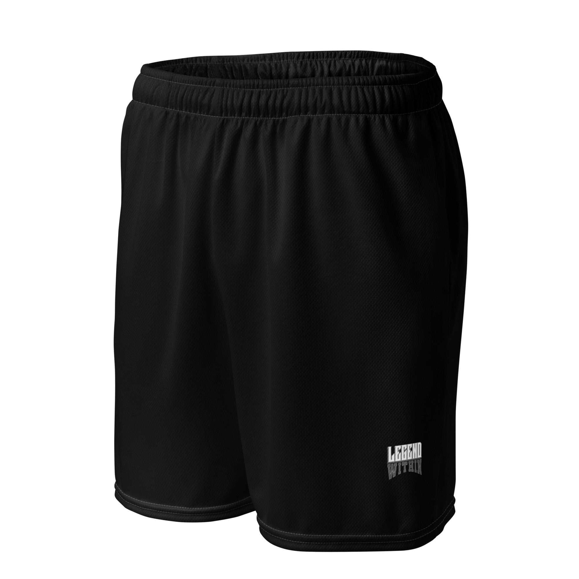 Black LegendWithin Mesh Shorts with elastic waistband and moisture-wicking fabric
