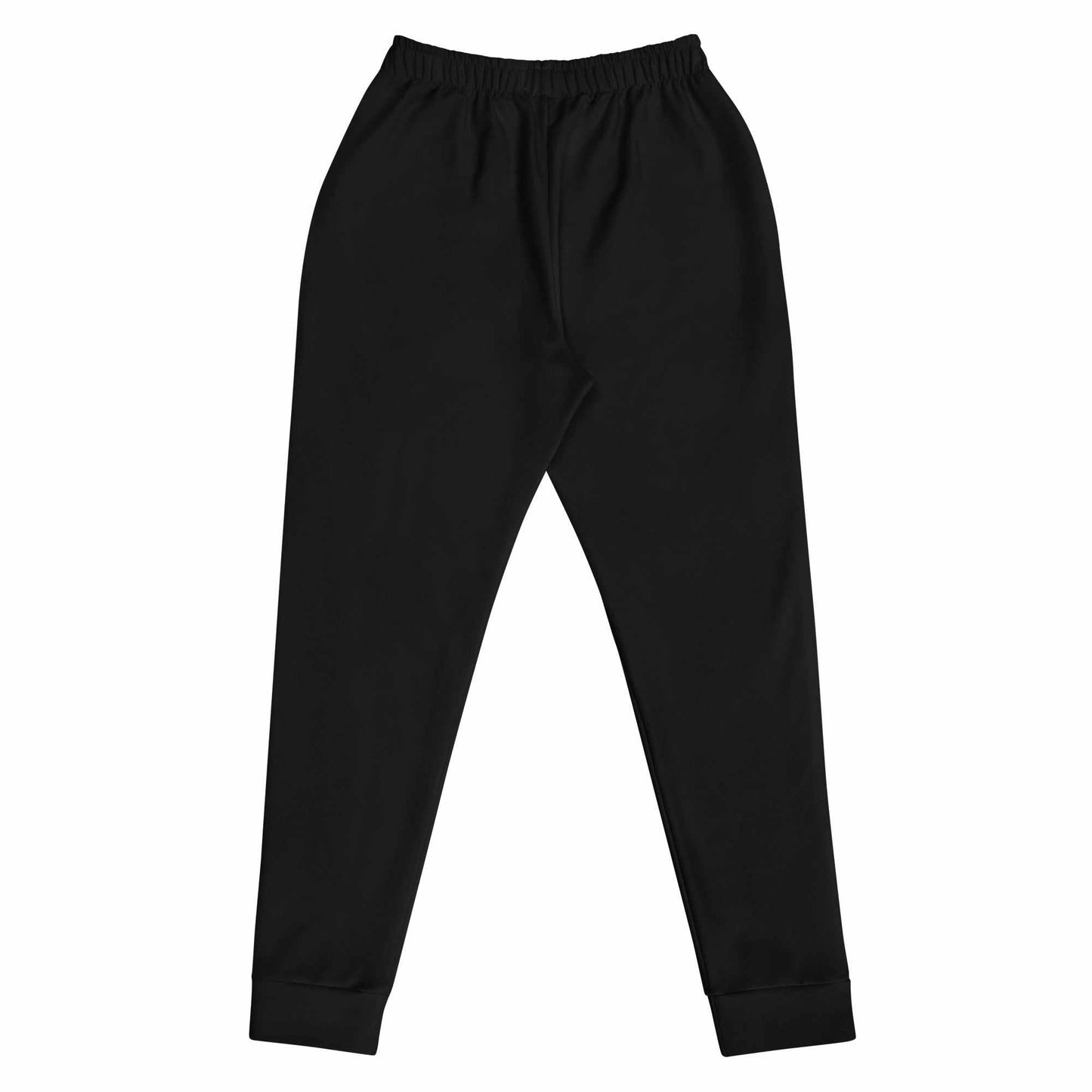Black women's joggers with elastic waistband and cuffed legs in slim fit design