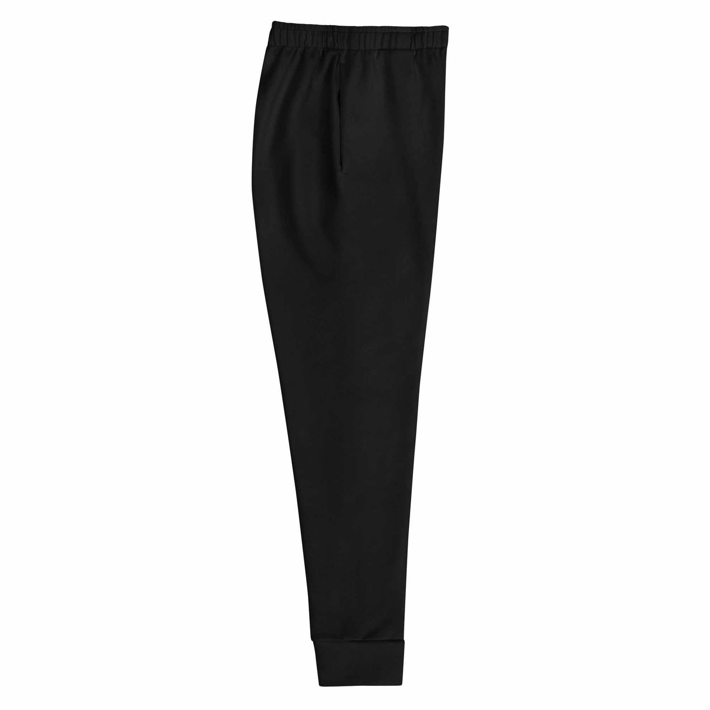 Black slim fit women's joggers with elastic waistband and cuffed legs made from recycled polyester and spandex blend