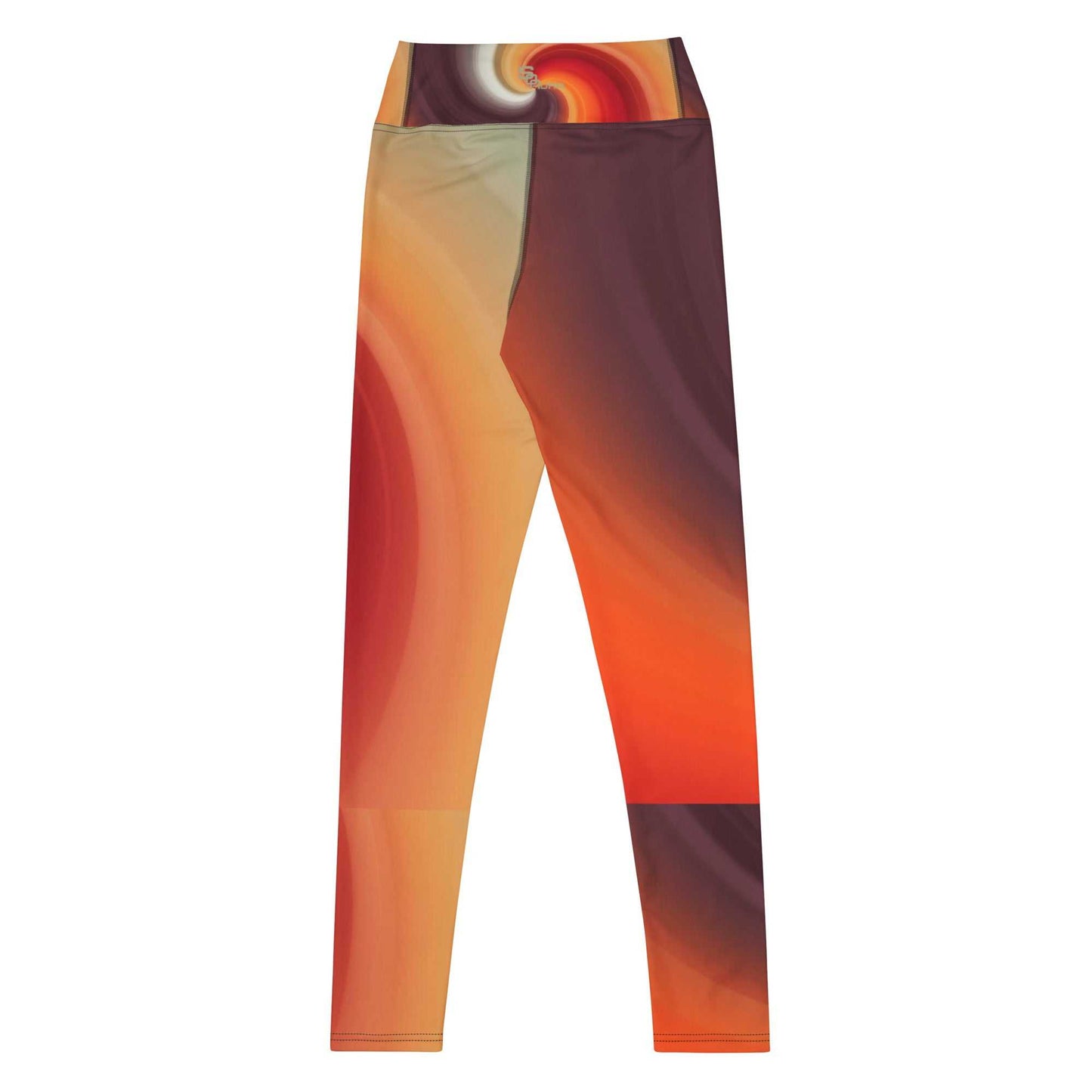 SOAura Yoga Leggings with raised waistband and four-way stretch in vibrant orange and brown tones