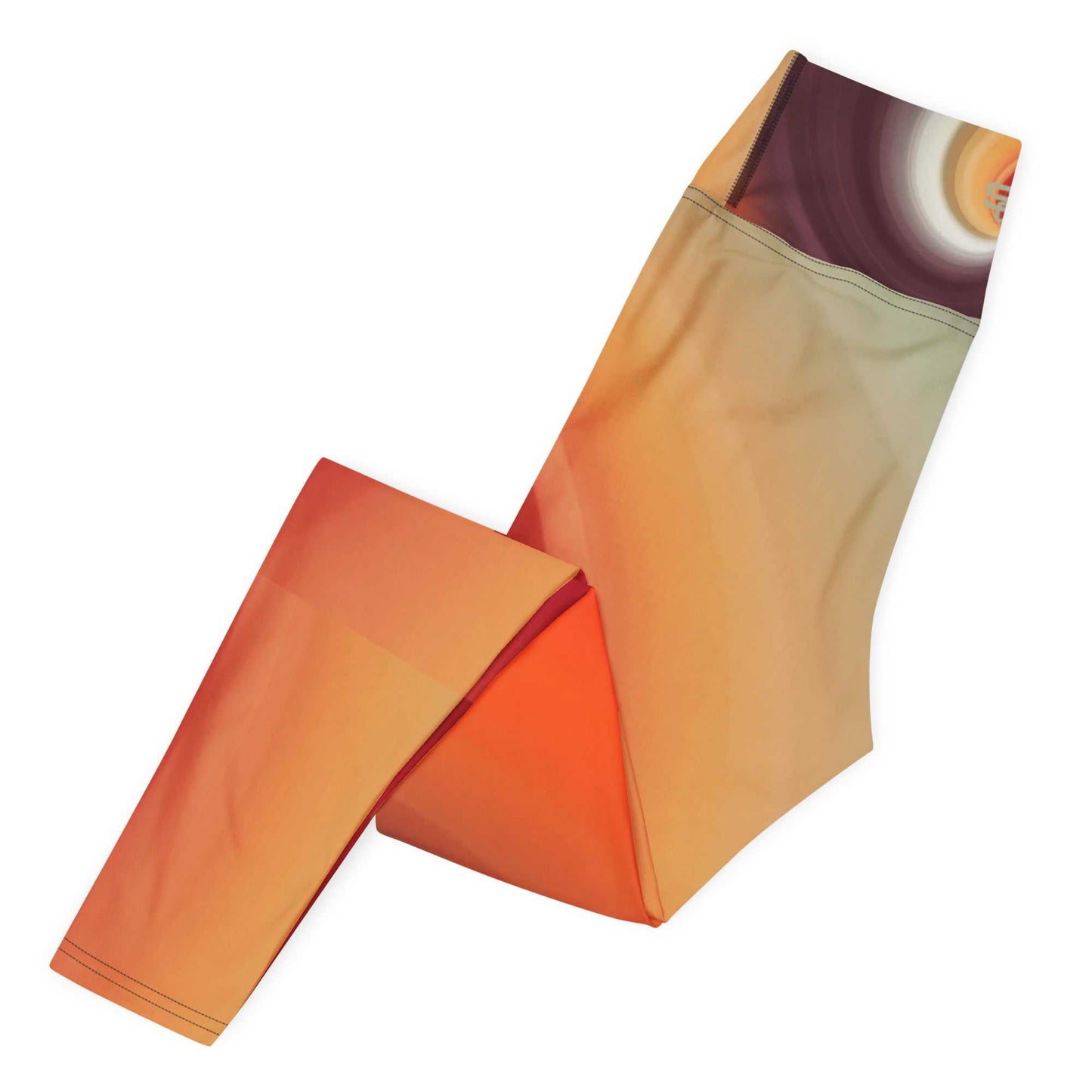SOAura Yoga Leggings with raised waistband and four-way stretch in orange and beige gradient design