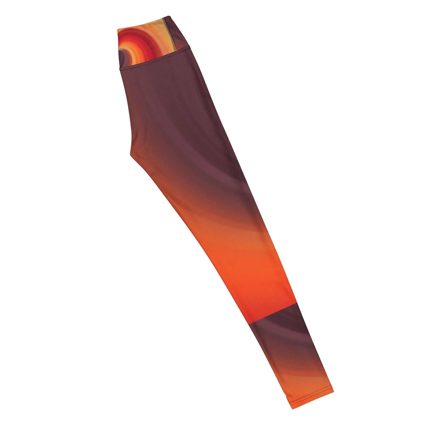 SOAura Yoga Leggings with raised waistband and four-way stretch in gradient orange and brown tones.