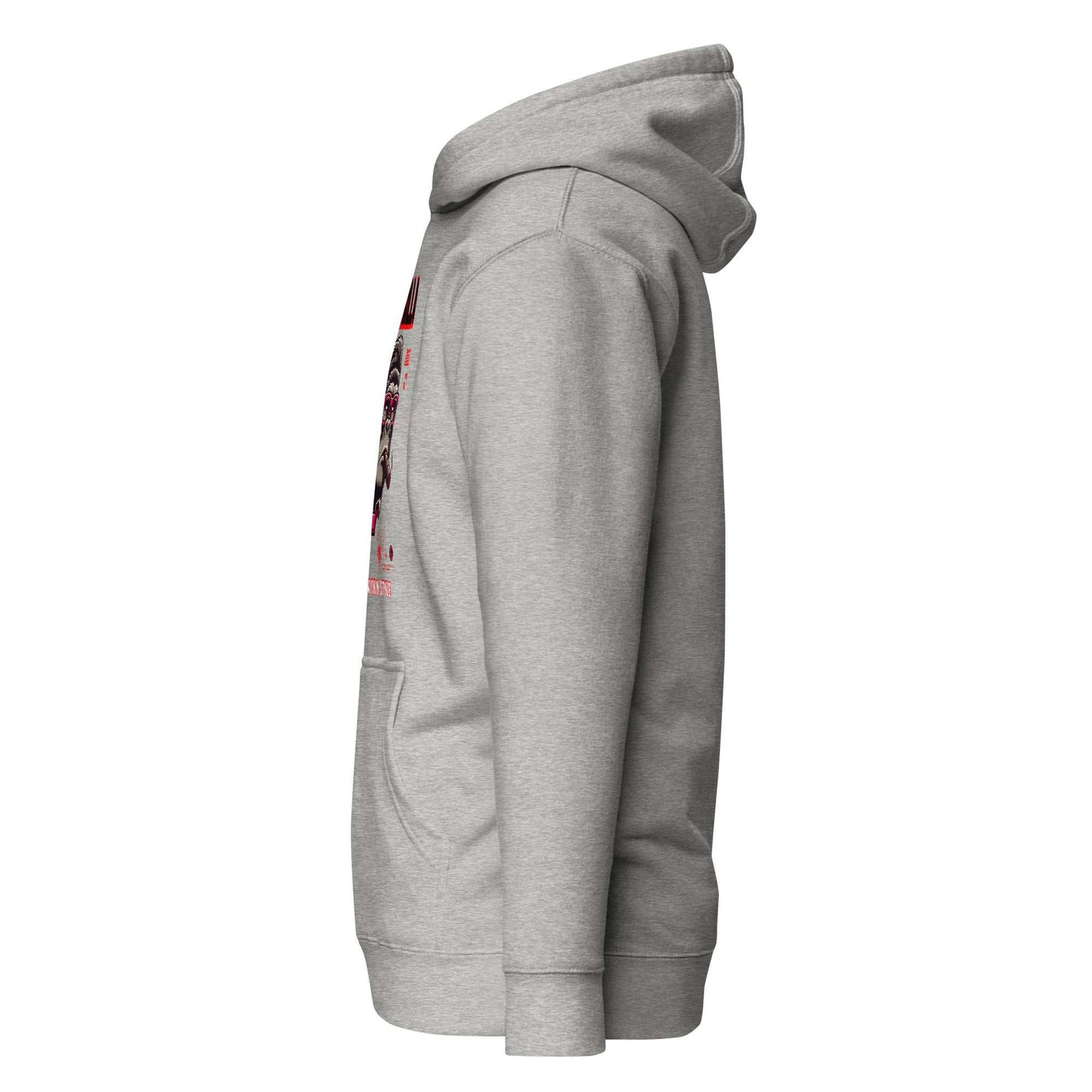 LegendWithin GBoss Hoodie grey cotton blend sweatshirt with front pocket and hood side view
