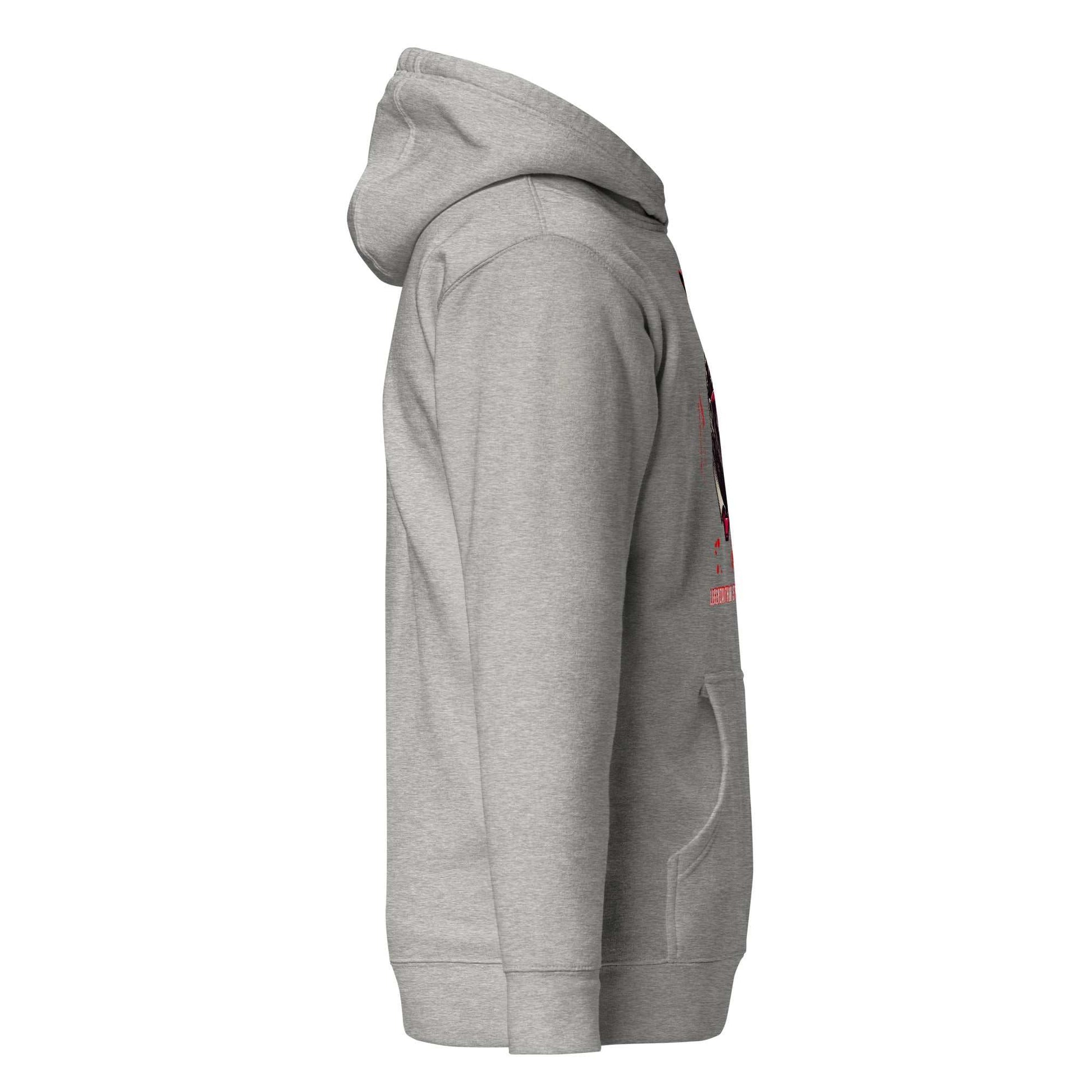 LegendWithin GBoss Hoodie gray cozy sweatshirt with front pocket and hood side view