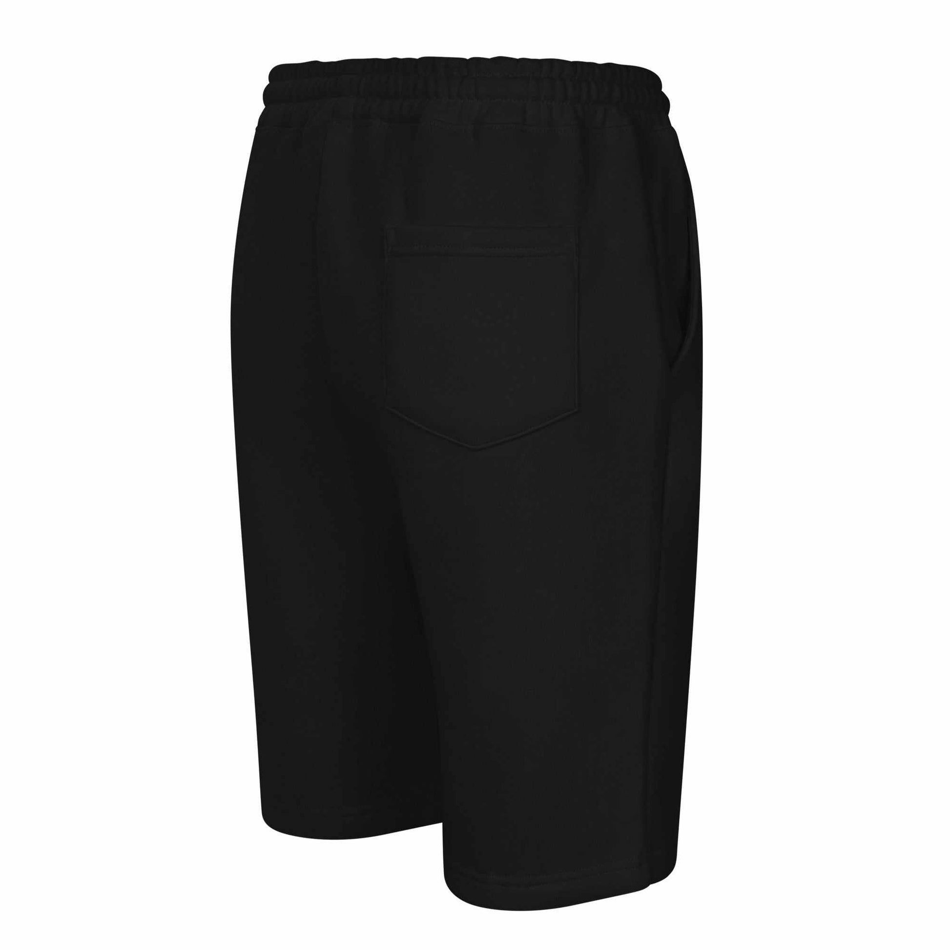 LEGENDWITHIN Men's fleece shorts in black with elastic waistband, back pocket, and jersey-lined hand pockets