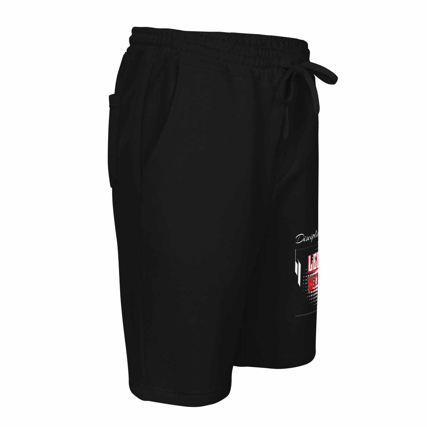 LEGENDWITHIN Men's black fleece shorts with elastic waistband and pockets, comfortable and relaxed fit