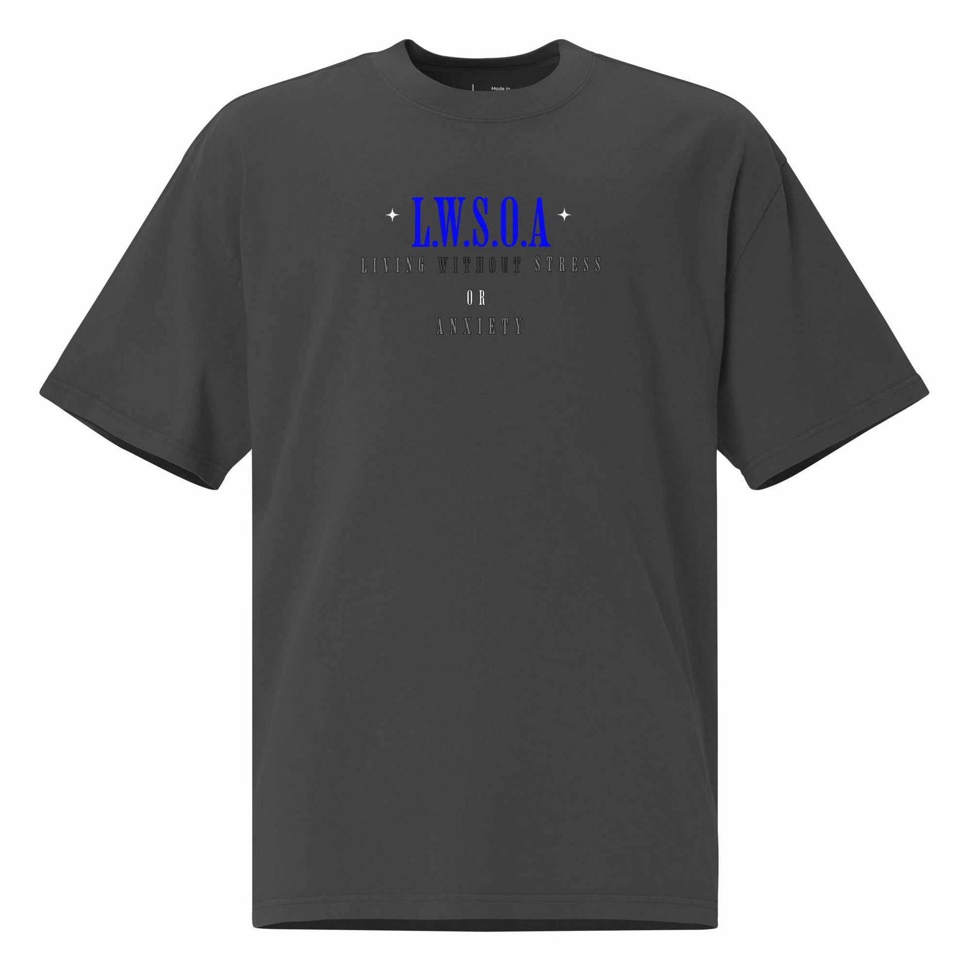Oversized faded Peace Is Power t-shirt with dropped shoulders and wide neck ribbing