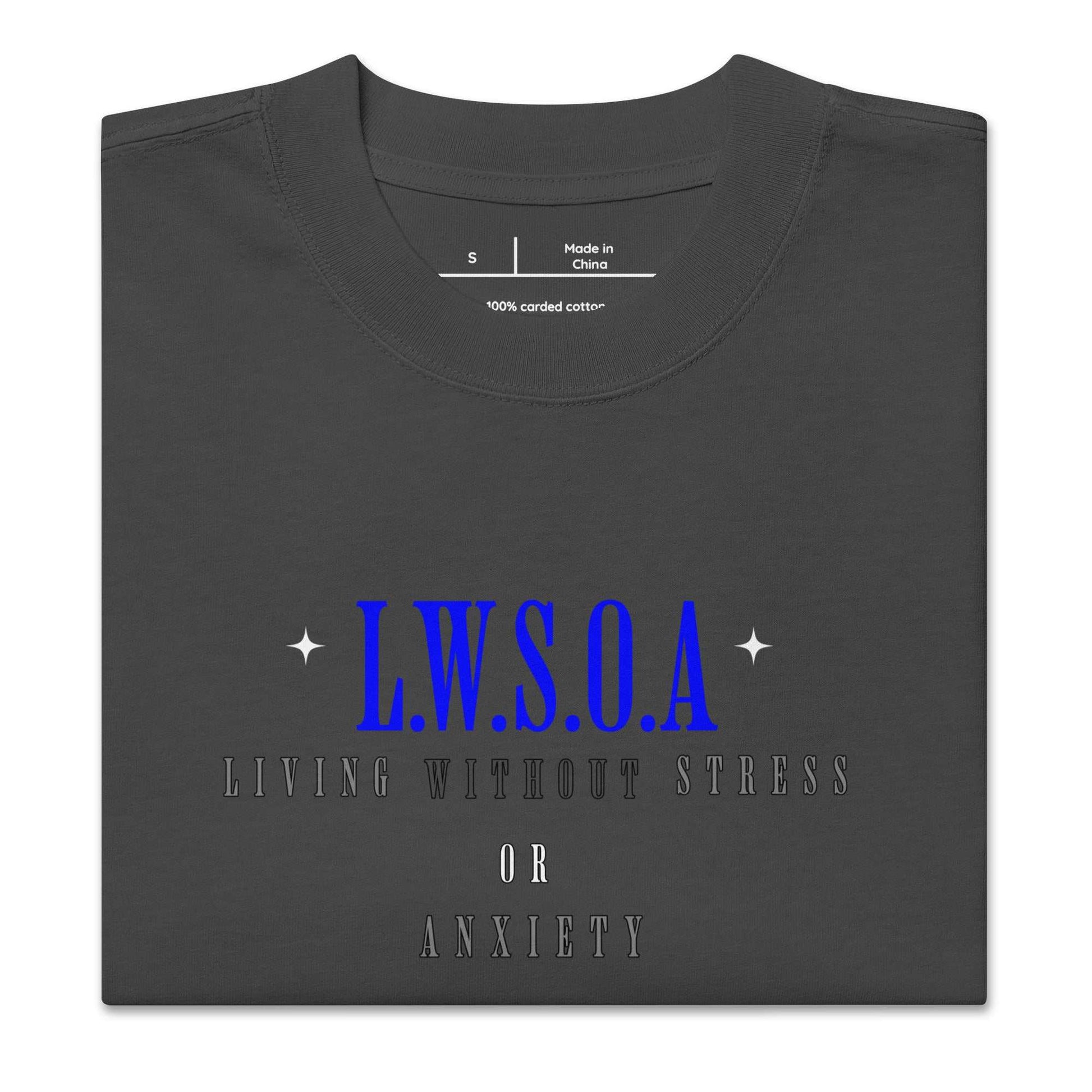 Oversized faded Peace Is Power t-shirt with dropped shoulders and wide neck ribbing
