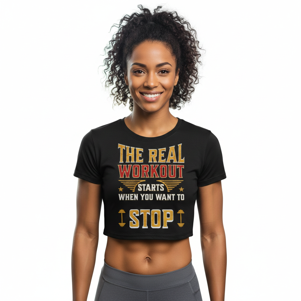 SoOptimistic Crop Tee with original all-over design and comfortable stretch fabric