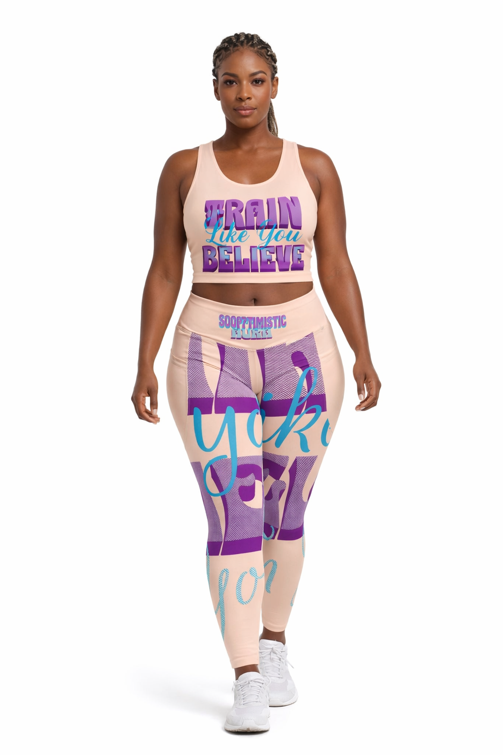 SoOptimisticAura Leggings high-waisted semi-compression leggings with pockets and colorful abstract design