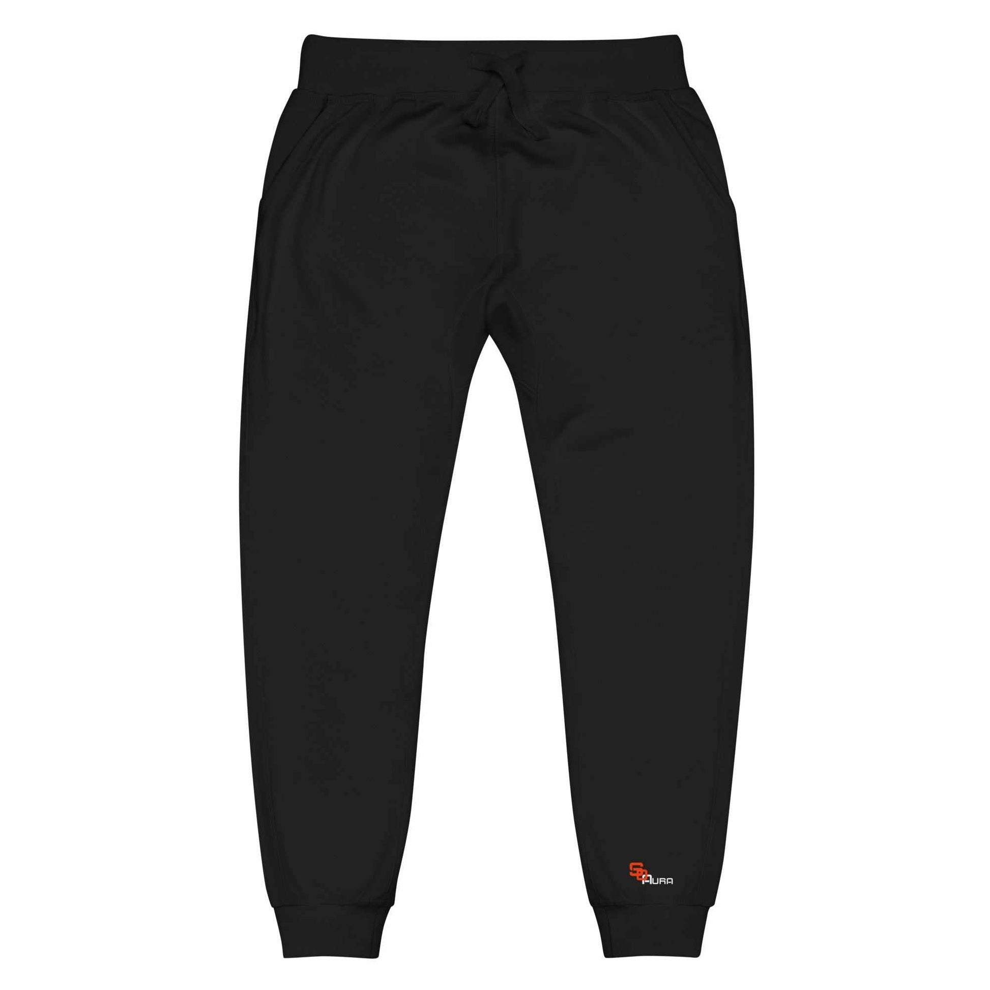 SOAURA fleece sweatpants in black with elastic waistband and pockets