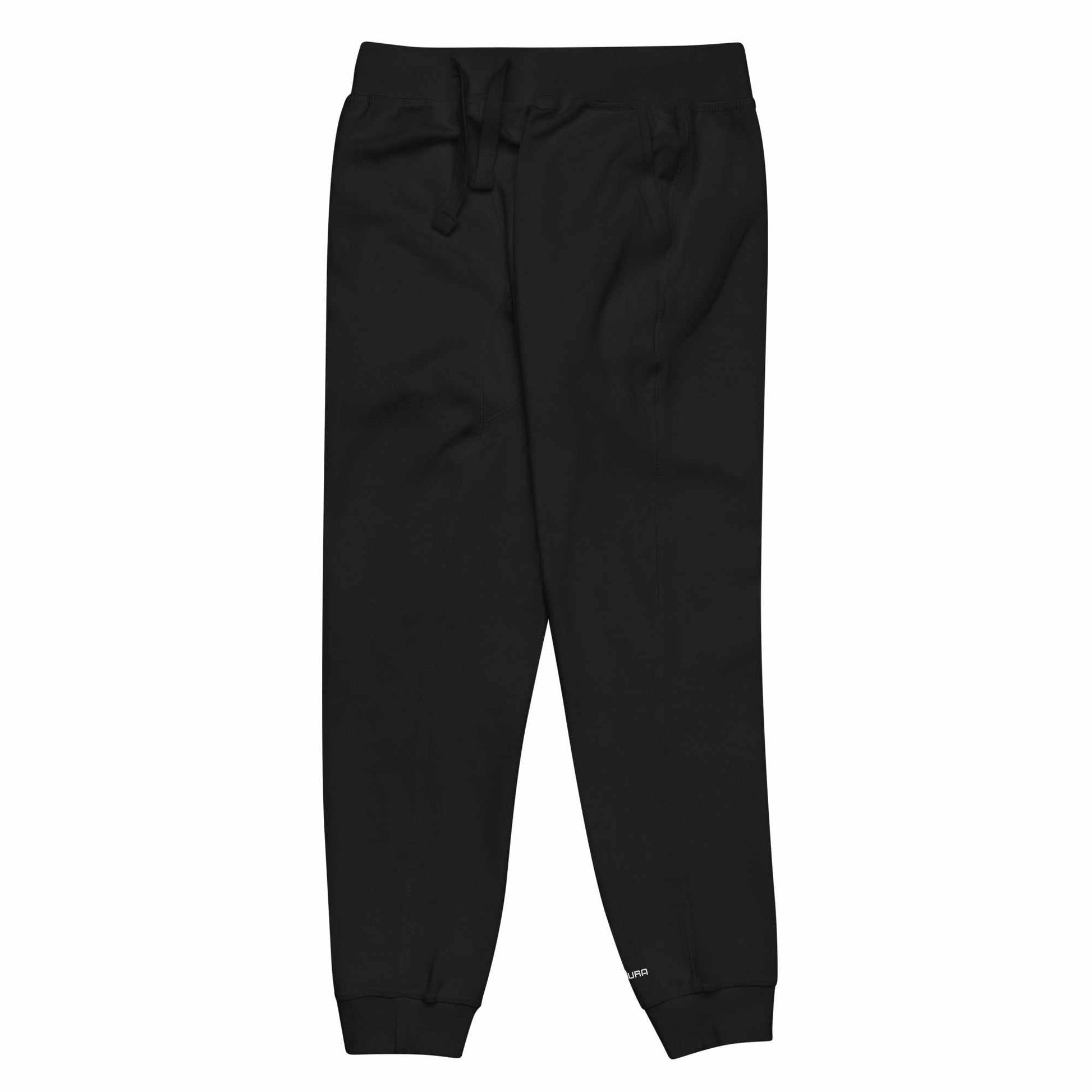 SOAURA fleece sweatpants black unisex casual cotton blend designed with cuffed legs and elastic waistband
