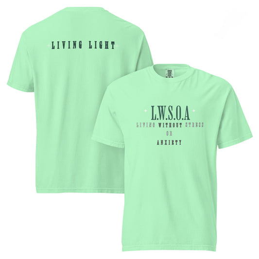 Living Light Unisex heavyweight garment-dyed t-shirt made of 100% ring-spun cotton with relaxed fit and durable stitching