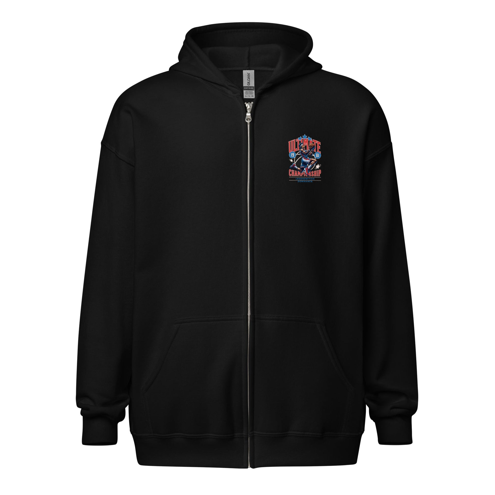 Black LegendWithin Dominance heavy blend zip hoodie with metal zipper and front pockets