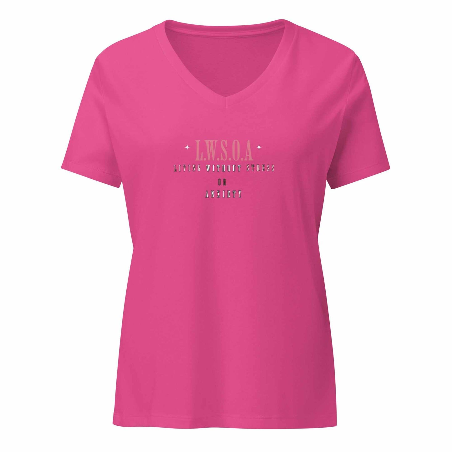 Women wearing Peace Is Power V-neck t-shirt in relaxed fit with soft fabric and heather color