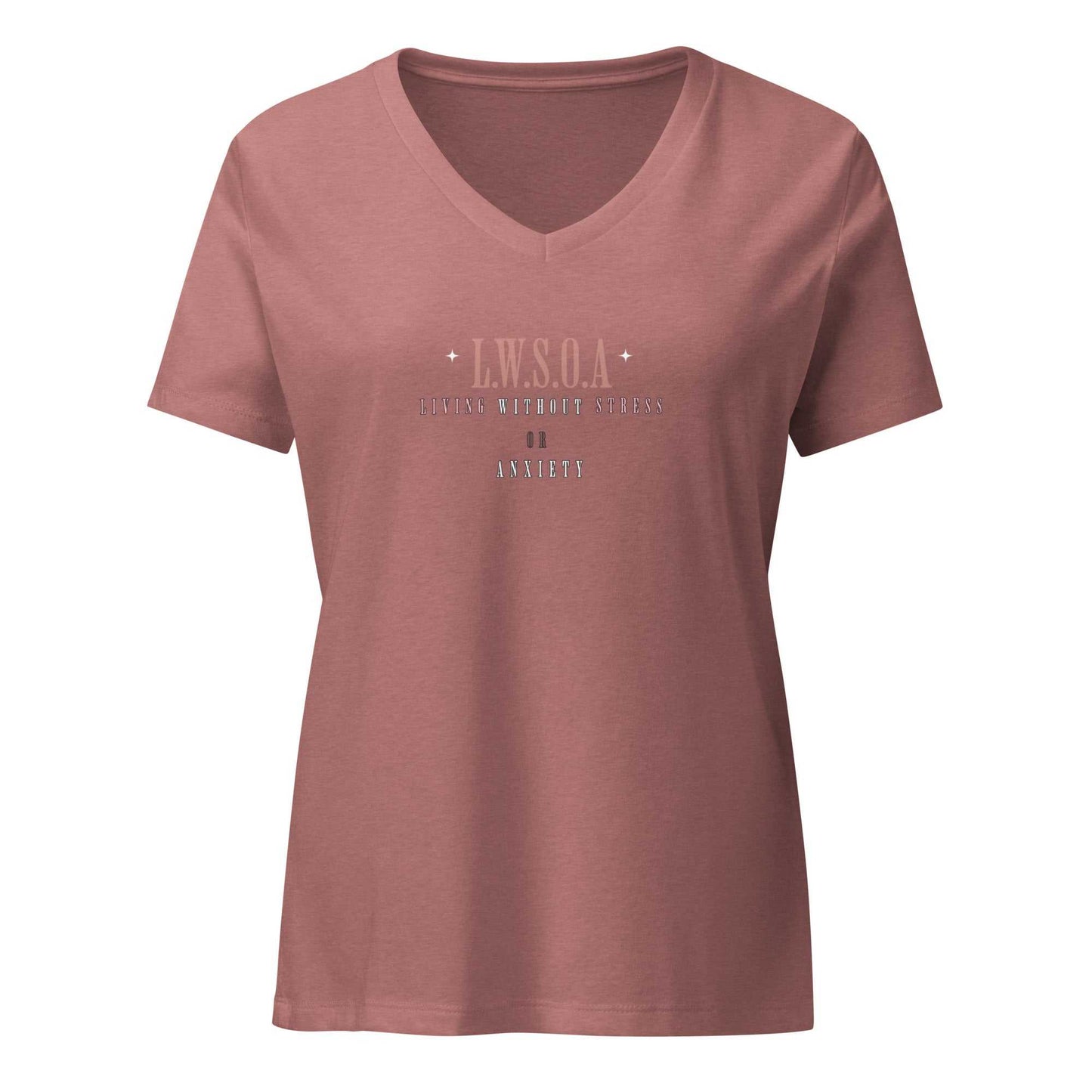 Women's Peace Is Power V-neck t-shirt in heather color with relaxed fit and soft fabric